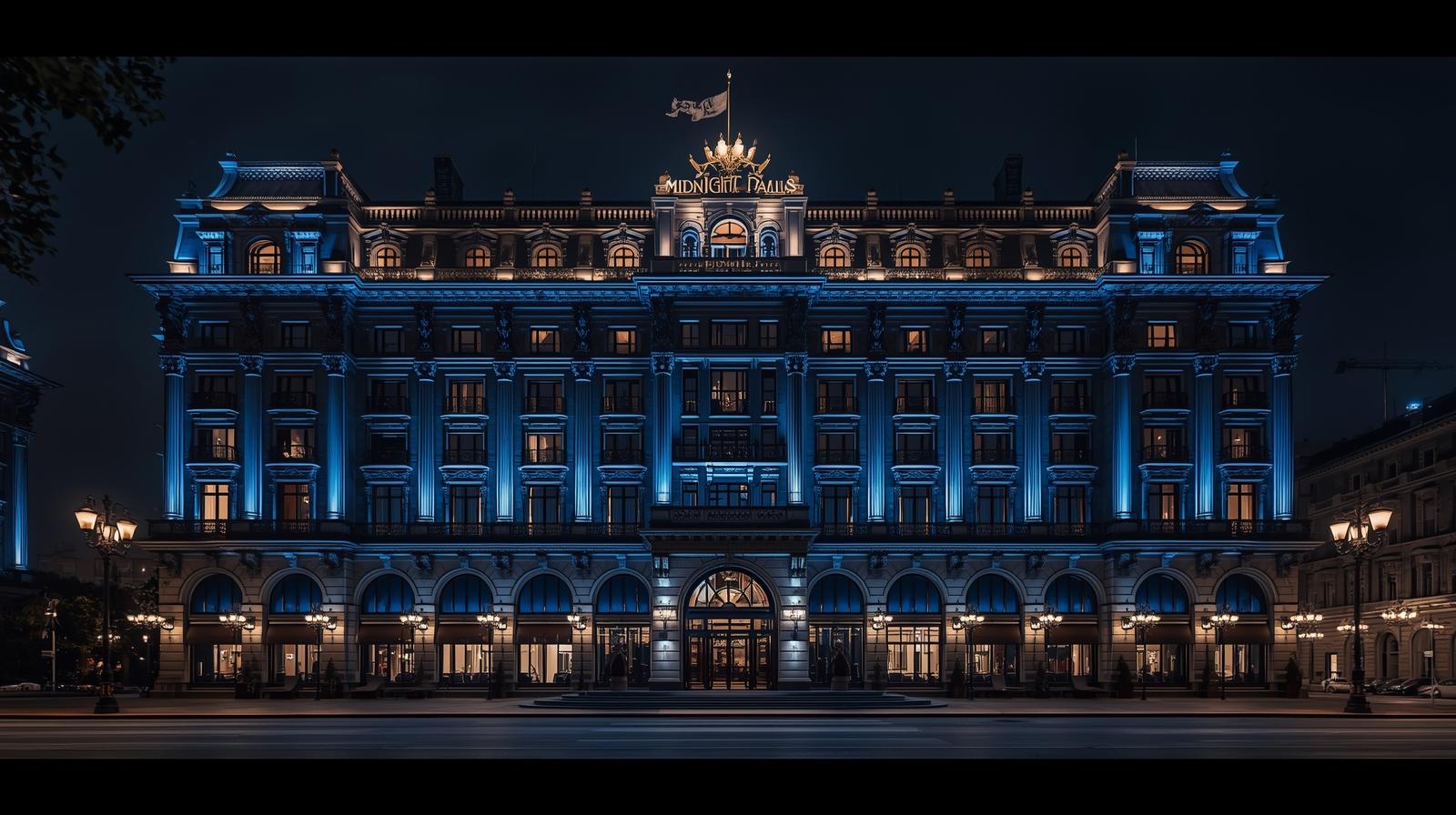 Nachtansicht des Hotels